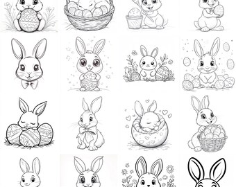 Easter Bunny Coloring Pages | Egg Designs (PNG, SVG, JPEG
