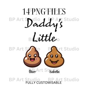 Daddy's Little Shits grappig clipartpakket - cadeau-idee voor vaderdag - gepersonaliseerd voor 1-4 kinderen, unieke digitale kunst voor Dad's Day, grappig T-shirt, png PNGEgg