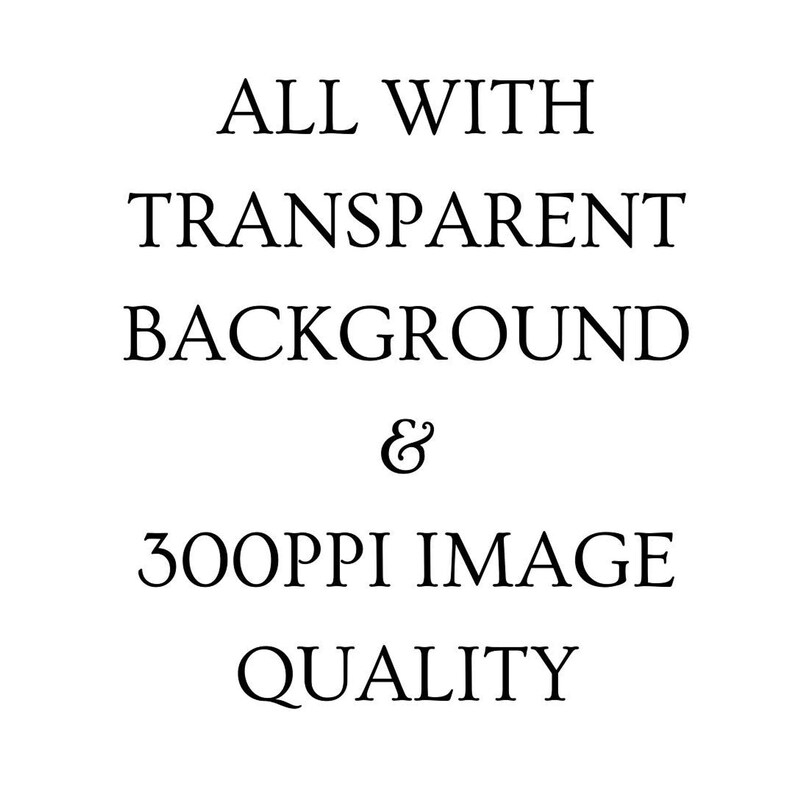 Black text on a white background reads "ALL WITH TRANSPARENT BACKGROUND & 300PPI IMAGE QUALITY."