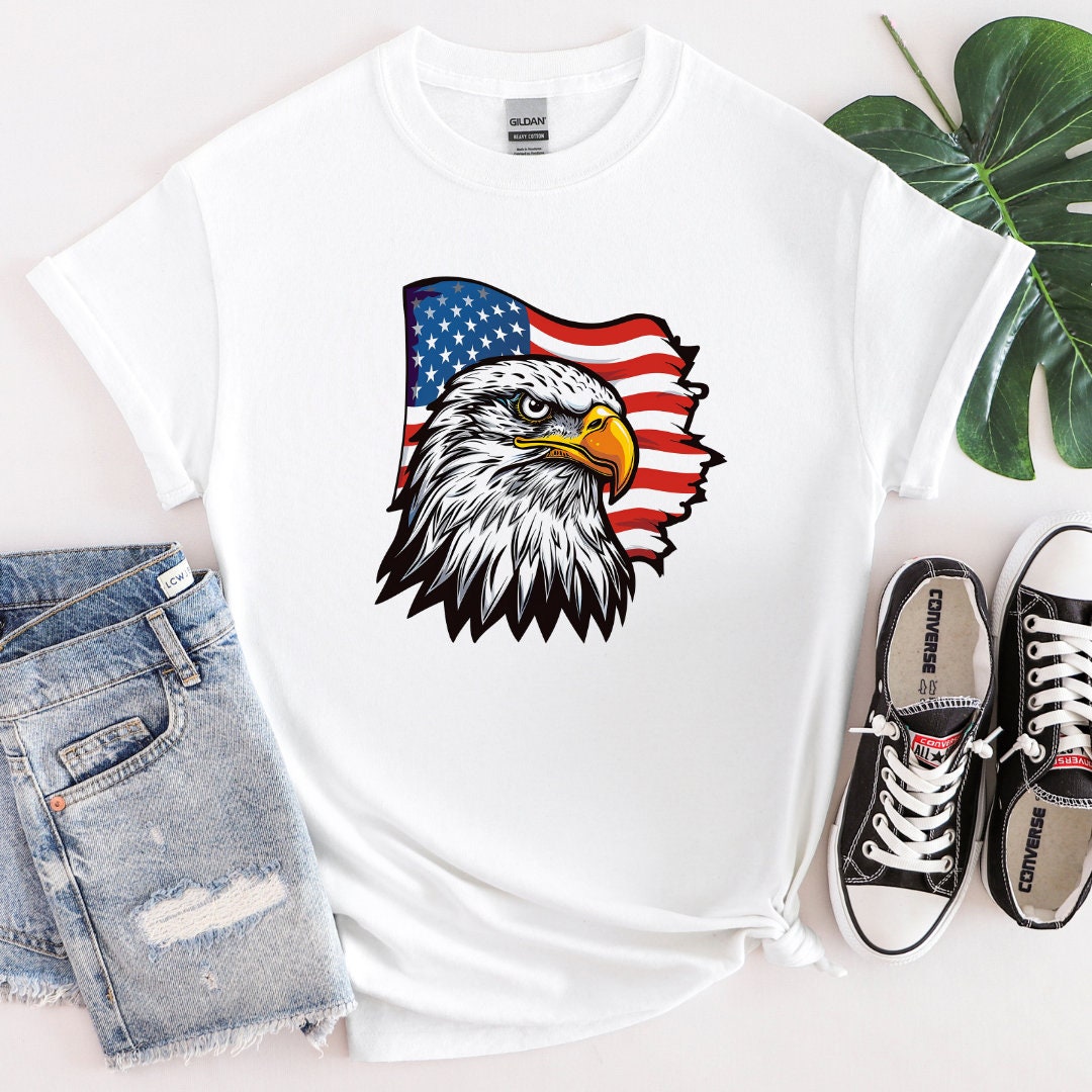 15 USA Patriotic Bald Eagle Flag Clipart Bundle, Transparent Clipart