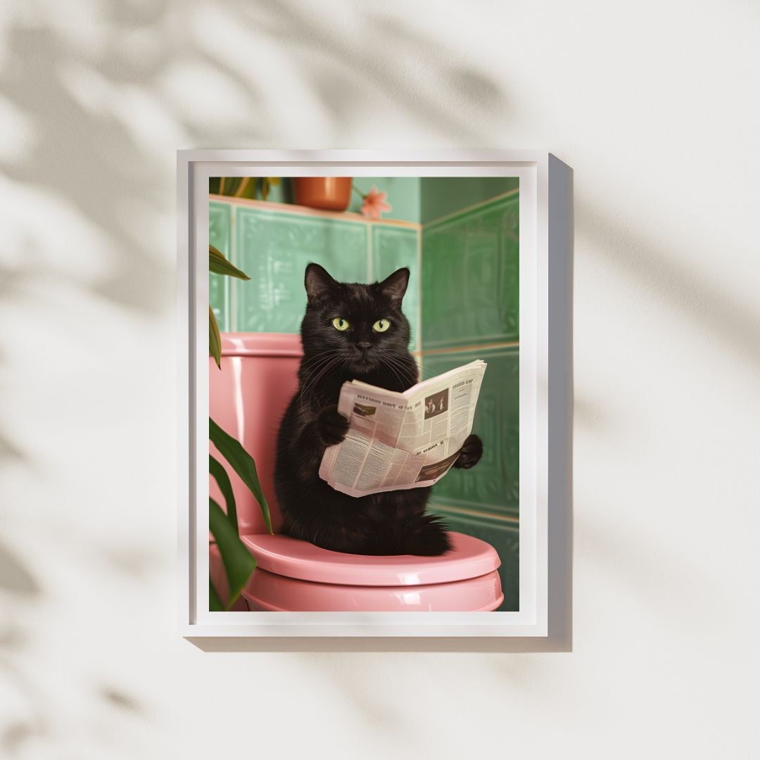 Funny Bathroom Cat Poster Cat Poster Guest Bathroom Poster Cat Poster ...