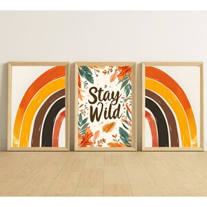 3er Set Poster Kinderzimmer |  Regenbogen Spruchbild | Boho Kinderzimmerbilder Babyzimmer Bilderset  Arztpraxis | A3 A4