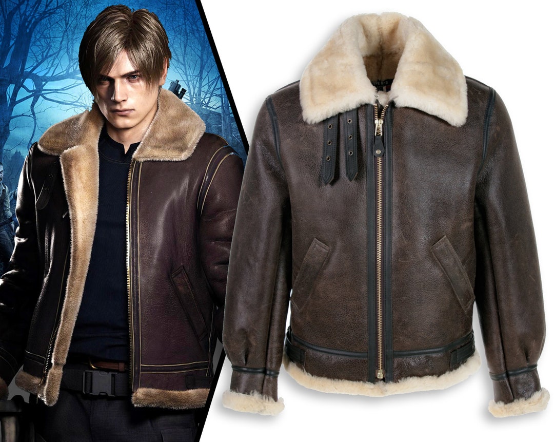 Resident Evil 4 Jacket Leon Kennedy Cosplay Brown Bomber Jacket Etsy