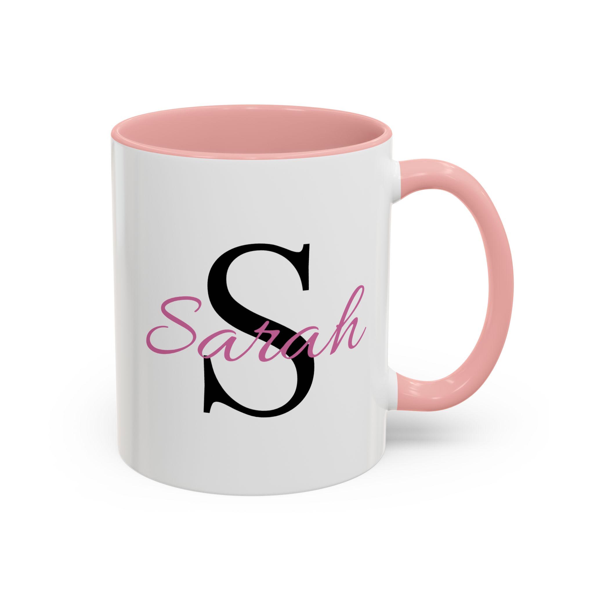 Personalized Name Accent Coffee Mug, Sarah Name Mug, Custom Name Ceramic Mug, Unique Gift for Her, Personalized Coffee Cup, Customized Mug