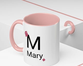Personalized Mary Accent Coffee Mug (11, 15oz) - Cute Custom Name Cup for Tea or Hot Chocolate, Gift for Her, Birthday Present, Ceramic