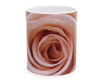 Pink Rose Ceramic Mug, Floral Coffee Cup, Flower Tea Mug, Garden Theme Drinkware, Mother&#39;s Day Gift, Gift for Her