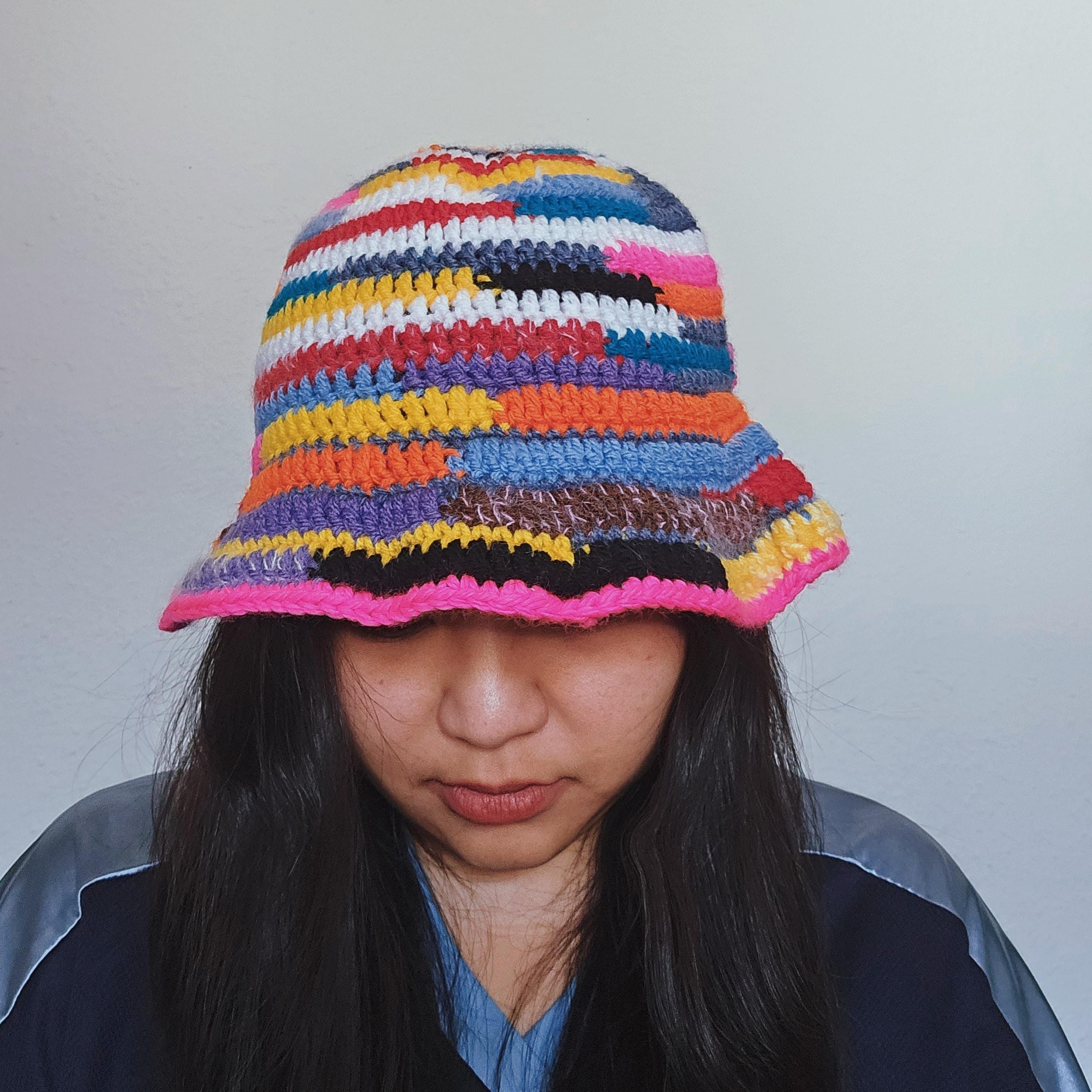 MIU MIU Crochet-Knitted Bucket Hat Miu Miu // Beige & White Logo Woven Bucket Hat – VSP Consignment main image 2
