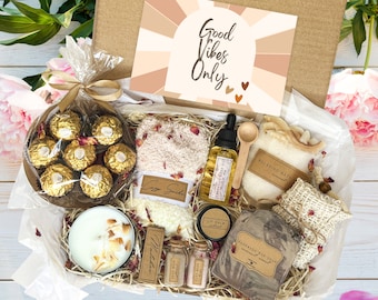 Handmade Spa Gift Box - Self Care Pamper Set, Soy Candle, Bath Salts