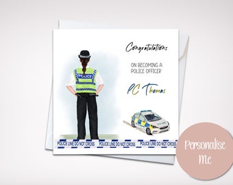 Personalised Congratulations On Becoming a Police Officer, Police Promotion Card, Graduation Police, New PC Card, PCSO Card, New Job, Female