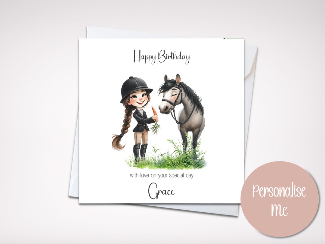 Daughter Birthday Card, Personalised Granddaughter Birthday Card, Horse ...