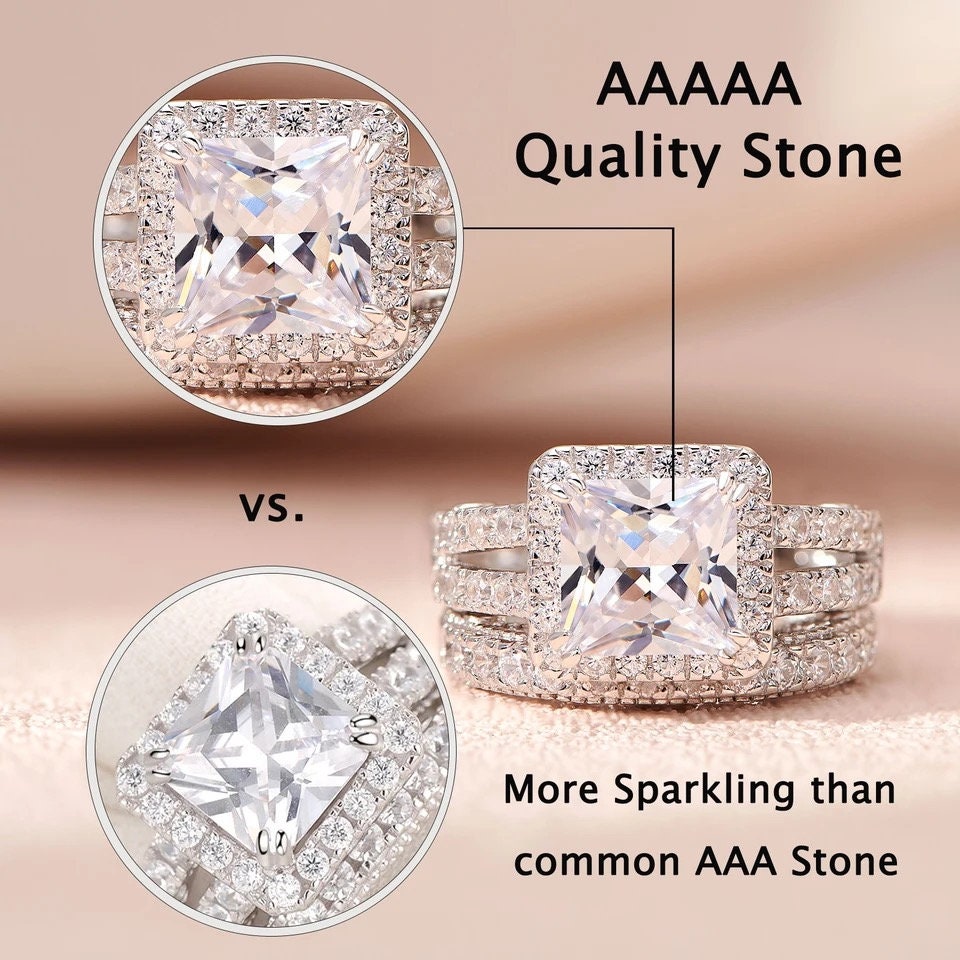 Newshe Wedding Band For Women Stackable 5A Cubic Zirconia Vintage 925 Sterling Silver Engagement Rings Size 5