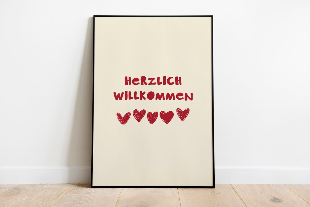 Herzlich Willkommen Wall Art Hallway Sign/entryway Wall Decor/german Printable