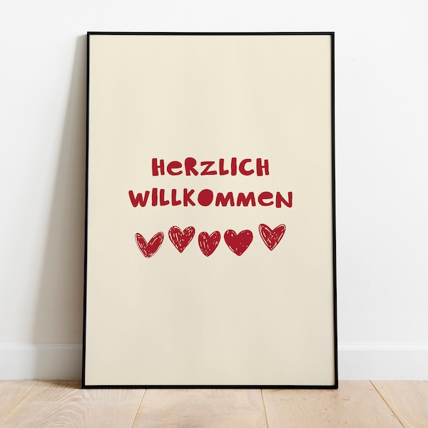 Herzlich Willkommen Wall Art Print/Welcome Hallway Sign/Entryway Wall Decor/German Printable/Housewarming Gift/Hall Way Sign/Digital/L567