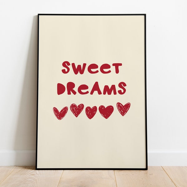 Sweet Dreams Wall Art Print/Funny Bedroom Quote Poster/Over Above Bed/Bed Room Printable/Good Night/Dorm Wall Decor/Housewarming Gifts/L540
