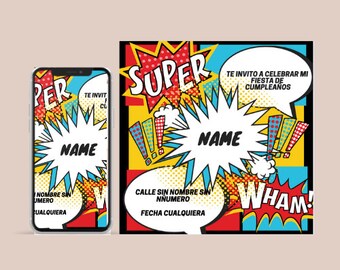 Superhero invitation for children's party