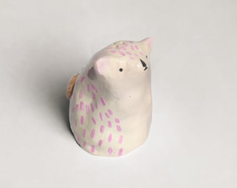 Keramische zout en peper shaker wit roze kat, Clay & Slay, cadeau voor haar, handbeschilderd, aardewerk shaker, cadeau voor theeliefhebbers, kat schattig beeldje