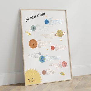 Solar System Print: Educational Space Poster, Kids Room Decor (Digital Download)