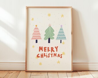 Arte murale natalizia, stampa per le feste nella cameretta dei bambini, arte stampabile, download digitale