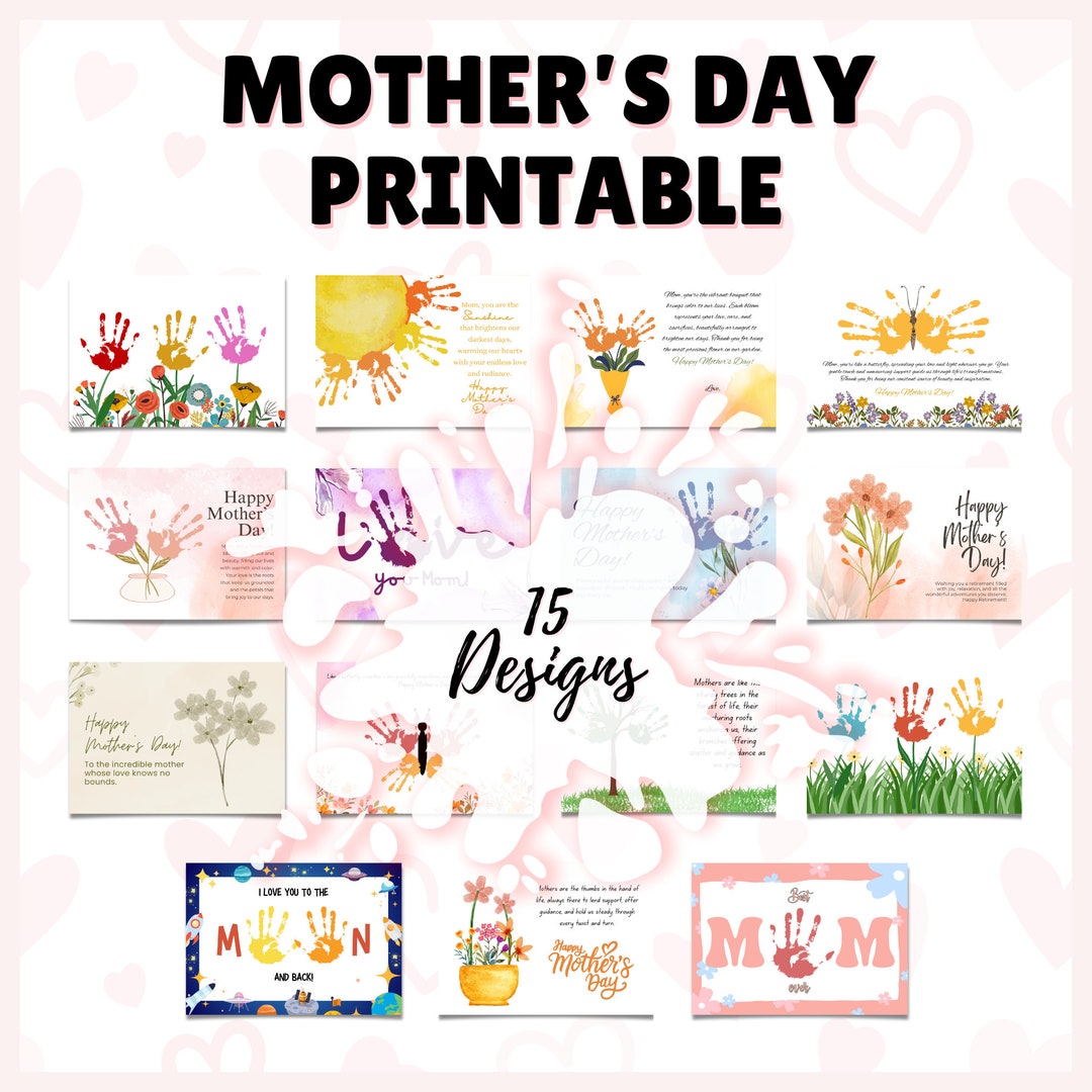 Mother's Day Handprint Bundle Digital Printable, 15 Pages Activity ...