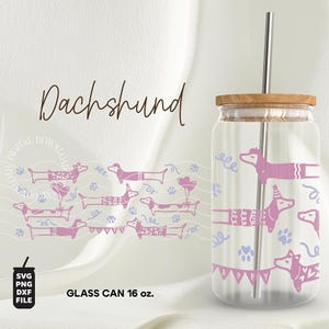 Dackel Glasdose SVG, Libbey Dosenverpackung, 16 Unzen Glasdose Cutfile, Hundeliebhaber Kaffeeglas Png, Dxf, Schneidedatei, digitaler Download.