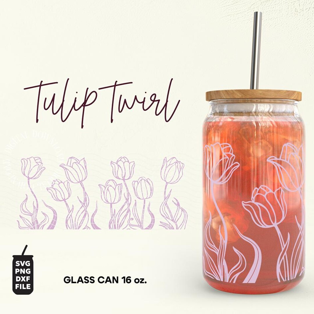 Tulip Glass Can Wrap SVG: 16oz Libbey Cut File (digital Download) - Etsy