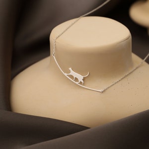 Trick Cat Pet Silver Necklace, Cat Charm Necklace, Cat Lover Gift, Cat Jewellery, Animal Lover, Gift For Mother, Mother&#39;s Day Necklace