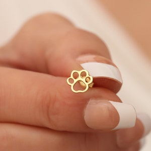 Paw Print Stud Earrings, 14K Gold Plated Sterling Silver Paw Earrings, Cat Paw Earrings, Dog Paw Earrings, Pet Jewelry, Mothers Day Earrings