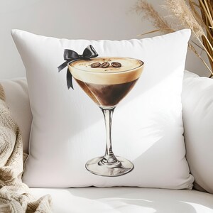 Espresso Martini Clipart, Cocktail Watercolor Image, Coffee Martini Illustration, Alcohol Drink Clip Art, Espresso Martini Watercolor Art image 2