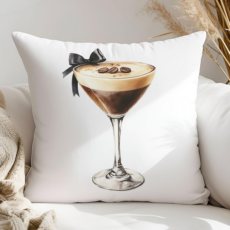 Espresso Martini Clipart, Cocktail Watercolor Image, Coffee Martini Illustration, Alcohol Drink Clip Art, Espresso Martini Watercolor Art image 2