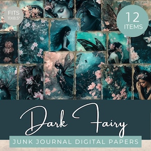 Papiers féeriques sombres, Carnet cartonné gothique fantastique enchanté, Arrière-plans de scrapbooking féerique grunge, Pages de fées gothiques