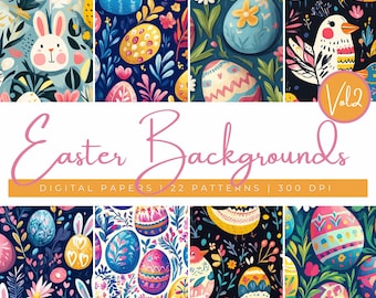 Easter Backgrounds Digital Papers, Colourful Chocolate Easter Egg Backgrounds, Easter Eggs and Bunnies Scrapbooking Paper, Bright Egg Design