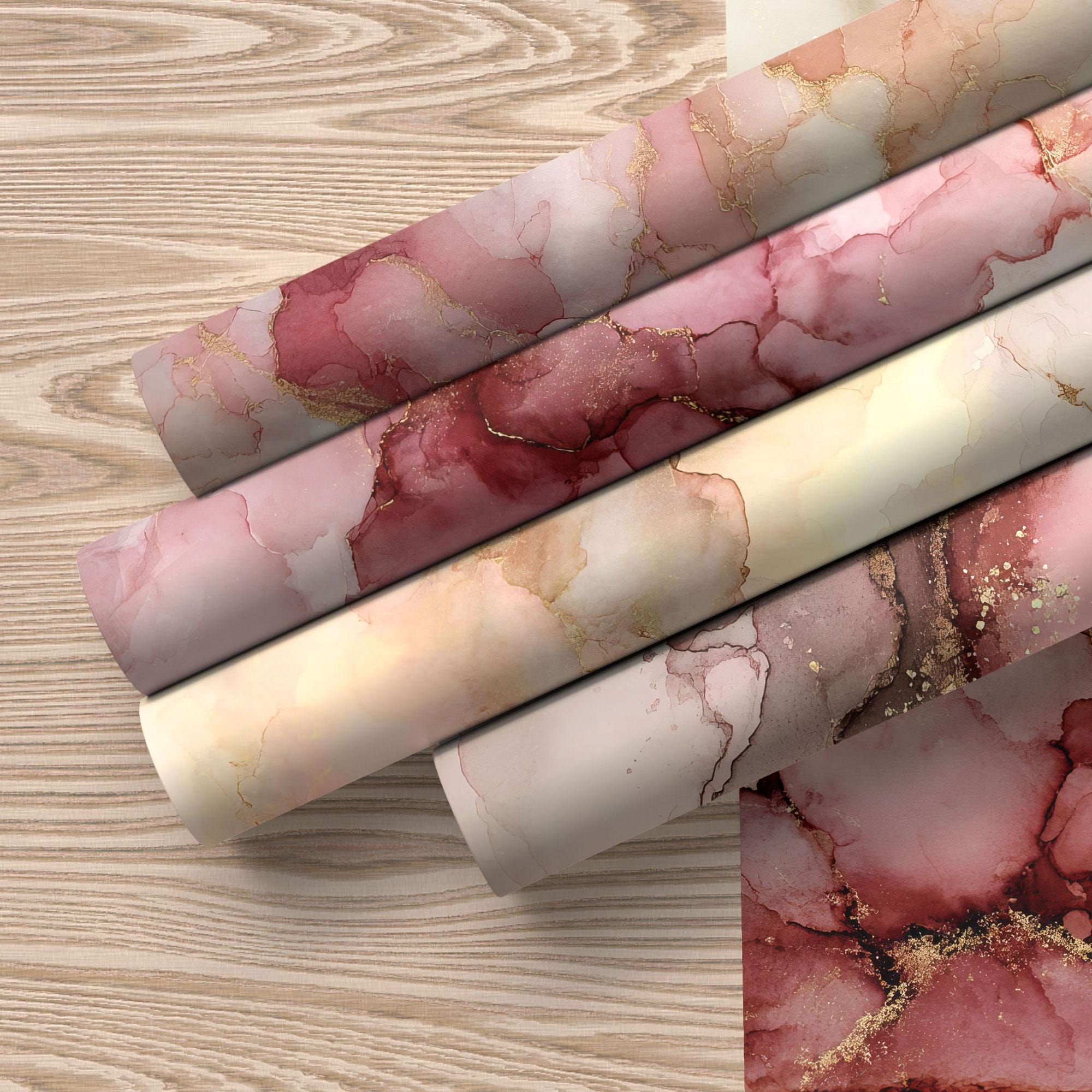 Blush & Champagne Digital Papers, Pink Alcohol Ink Backgrounds, Gold ...