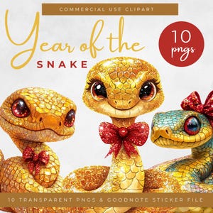 Ano da Serpente clipart, Ilustração de Cobra Dourada Bonita, Arte de Cobra com Glitter Amarelo, Clip art do zodíaco chinês, Desenhos de Cobra do Ano Novo Lunar