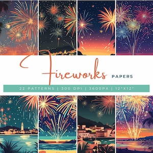 Papel de fiesta de fuegos artificiales vintage en el Mediterráneo, fondos de celebración retro, fondos de fiesta de fuegos artificiales de Año Nuevo, fiesta mediterránea
