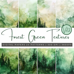 Waldgrünes digitales Papier, Textur grüner Hintergrund, Alkohol Tinte waschen Textur, Baum Hintergründe, Forstwirtschaft Clipart, grünes Aquarell