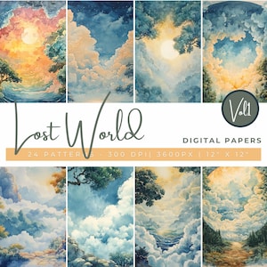 Verzauberter Wald Papier, Verschollene Welt Digitale Papiere, Fantasy Wald Hintergründe, Verzauberte Natur Scrapbook Seiten, Mystische Kunst Scrapbooking