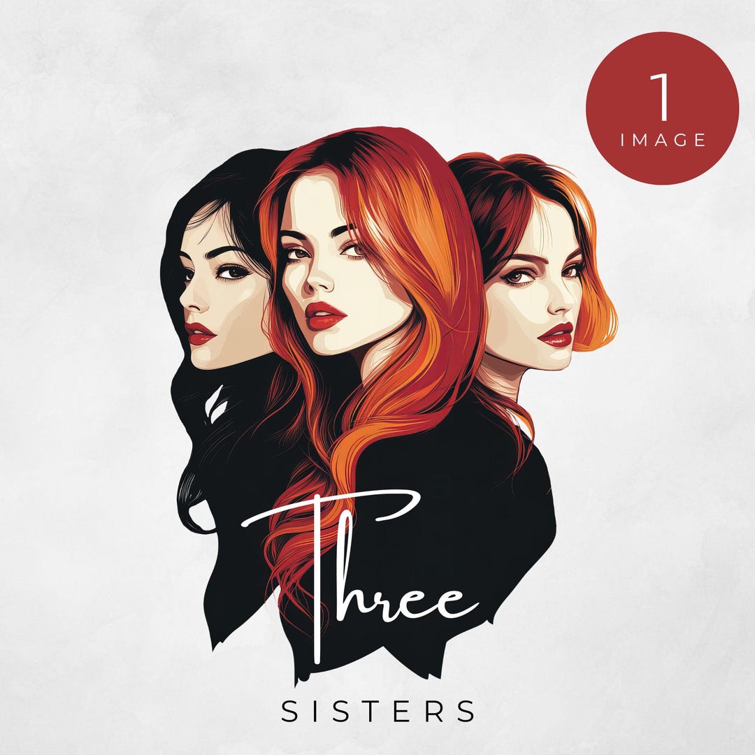 Three Sisters Clipart, Sisterhood Illustration, Witchy Aesthetic, Boho ...