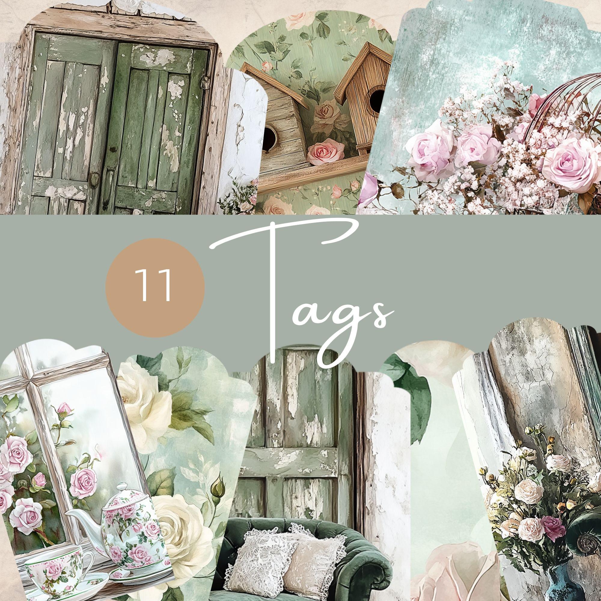 Shabby Chic Loaded Tag Pocket Folio, Vintage Junk Journal Kit, Floral ...