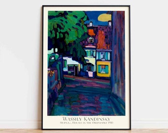 WASSILY KANDINSKY - Murnau. Houses In The Obermarkt 1910 - painting Poster Print Aesthetics Wall Art