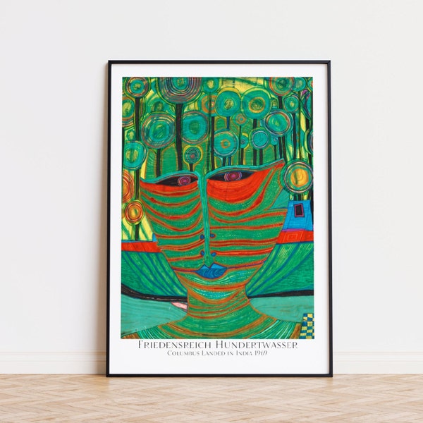 Friedensreich Hundertwasser - Columbus Landed in India [1969] - Museum Poster Poster Print Aesthetics Wall Art