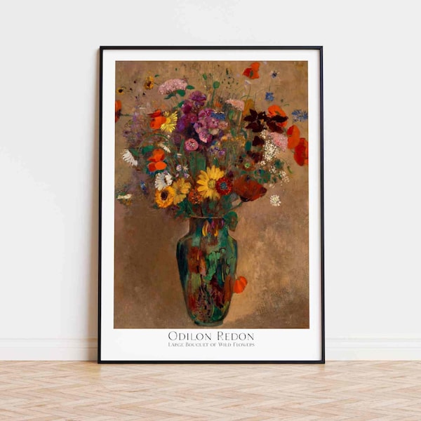 Odilon Redon - Large Bouquet of Wild Flowers [c.1900-05] Museum Painting Poster Print Aesthetics Wall Art