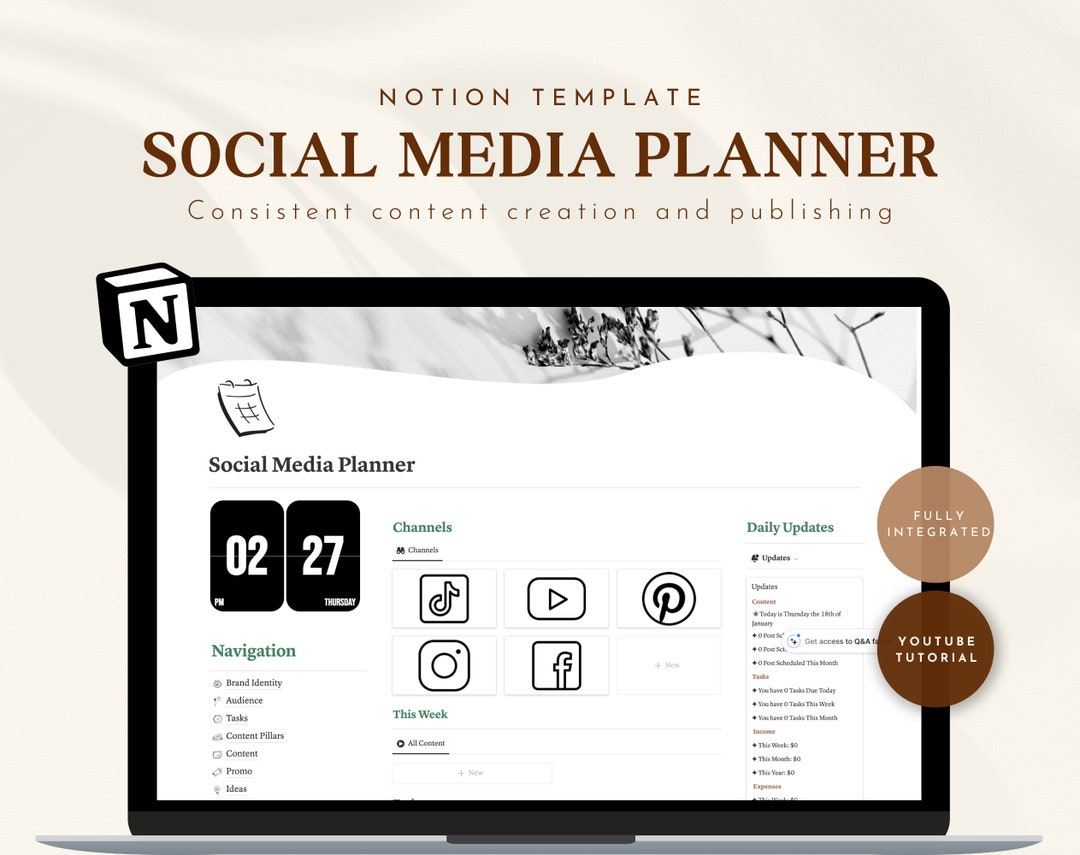 Notion Template Social Media Planner for Freelance Content Creator ...