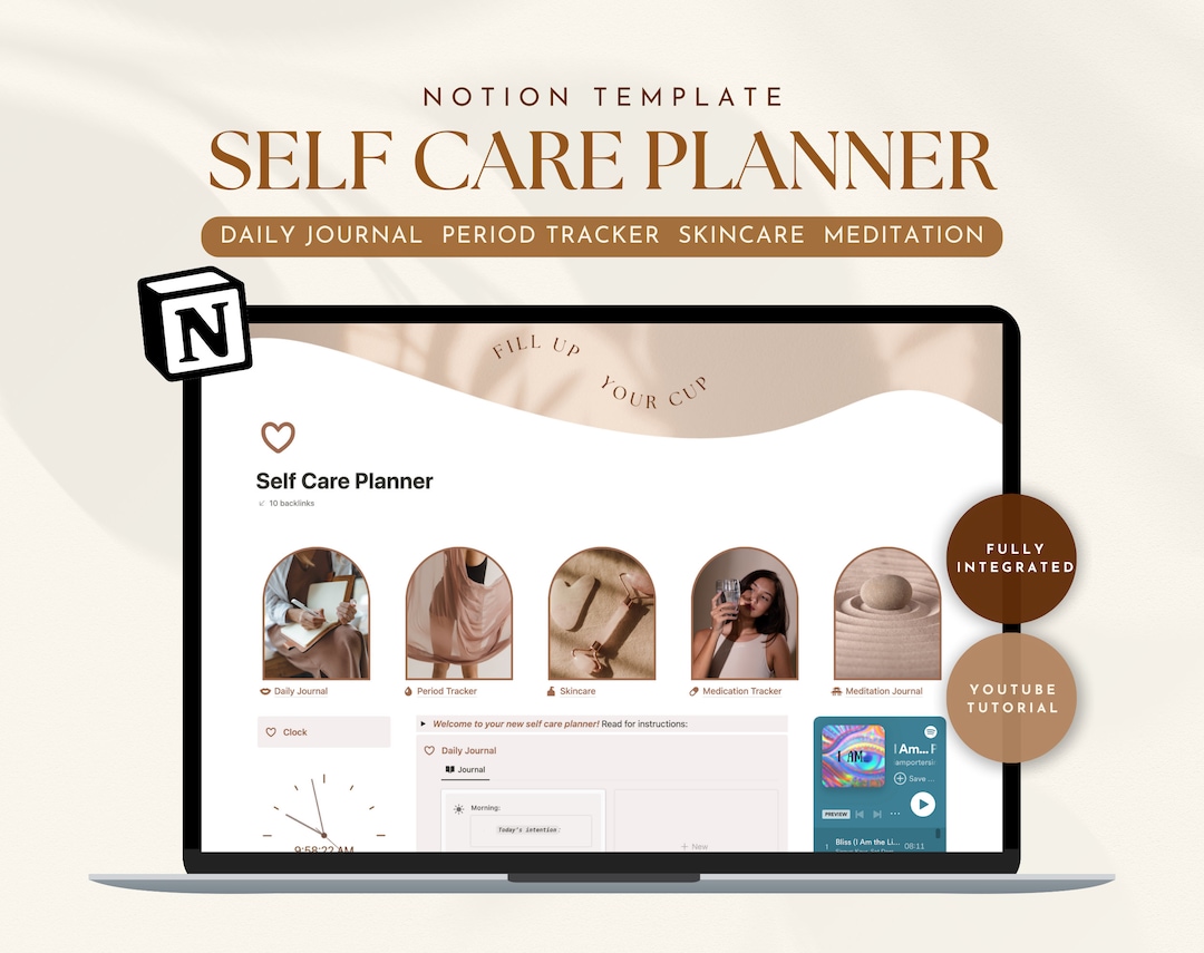 Notion Self Care Planner Template Notion Esthecian Dashboard for Daily