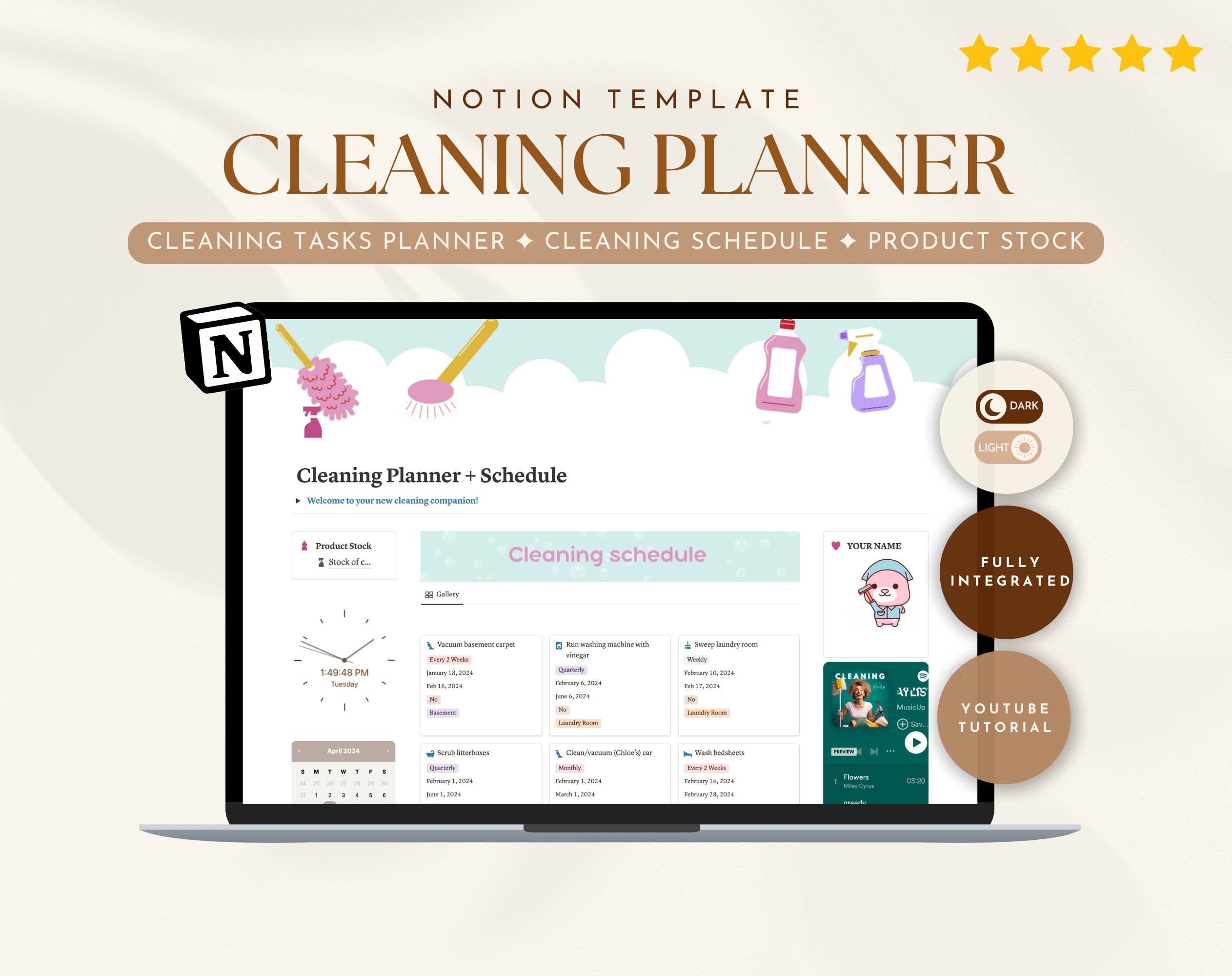Notion Cleaning Planner Template Household Cleaning Schedule Declutter Notion Cleaning Planner Template Household Cleaning Schedule Declutter