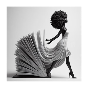 Writing a New Chapter, Digital Download, Black Woman Portrait, AI Art, Printable Wall Art, Modern Wall Decor