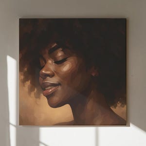 5 x Afro Crown Set: Seitliche Porträts|DIGITAL DOWNLOAD|Side Profil Art| Schwarzes Haar Porträt Kunst | Natürliches Haar | Schwarze Frau Wandkunst | Kultur