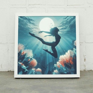 3 x Freedom Swim Wall Art Set,Wild Swimming, Ocean Wall Art,Nautical Print, Diving Art, Sea Swimming, Maximalist Wall Art, Open Water Print