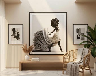 Writing a New Chapter, Digital Download, Black Woman Portrait, AI Art, Printable Wall Art, Modern Wall Decor