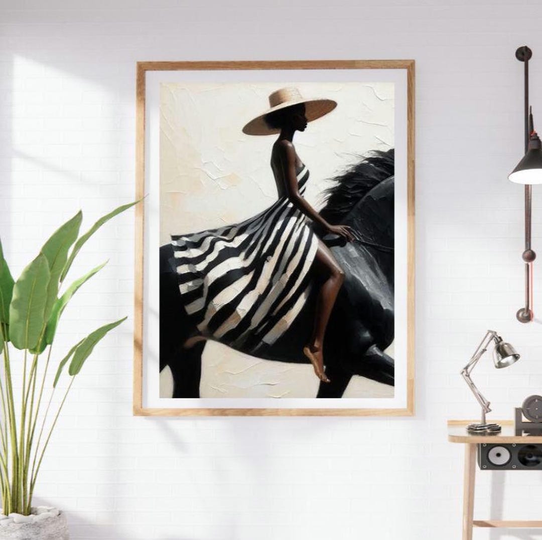 5 X Black Woman Riding Horse Wall Art Set C | DIGITAL DOWNLOAD | Female ...
