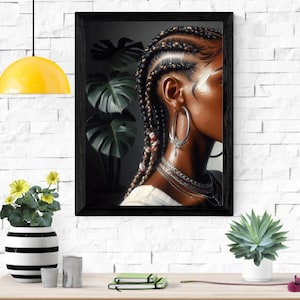 5 x Hair Chic Set C: Cainrow Portraits|DIGITAL DOWNLOAD|Black Girl Hair Art| Black Hair Portrait Art| Black Art Print| Black Woman Wall Art|